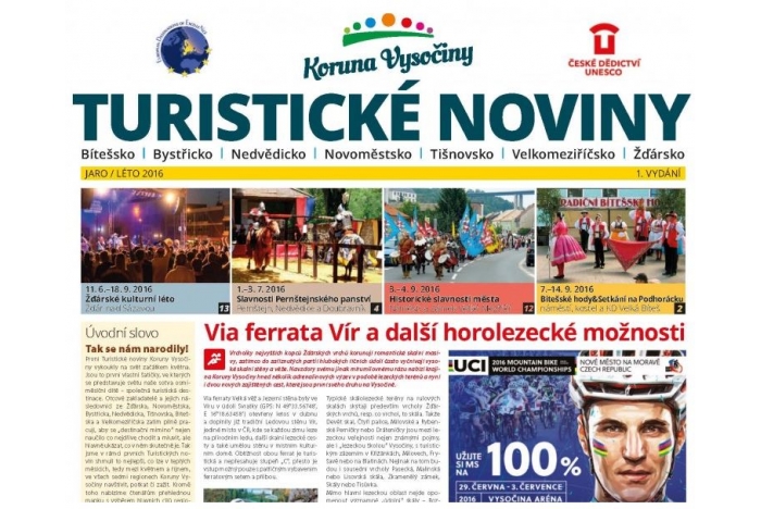 Turistické noviny Koruny Vysočiny - jaro/léto 2016 - 1. vydání